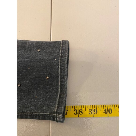 Black Mid-Rise Skinny Ankle Jeans Stud Detailing Size 8 - Picture 9 of 12